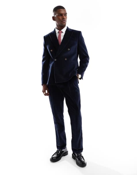 ASOS DESIGN slim suit trousers in navy velvet - view 1