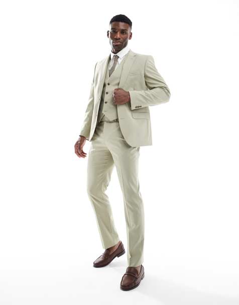 ASOS DESIGN slim suit trousers in sage green - view 1