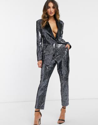 womens sparkly trouser suit