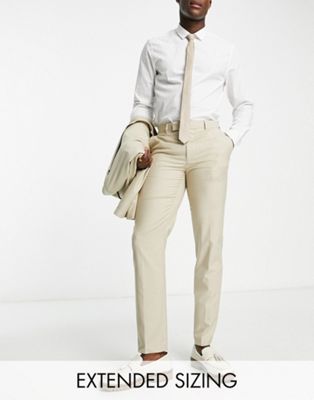 ASOS DESIGN slim suit trousers in stone-Neutral