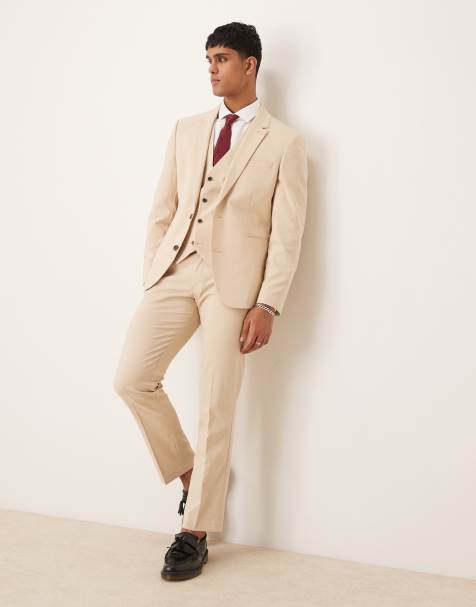 ASOS DESIGN slim suit trousers in stone - view 1