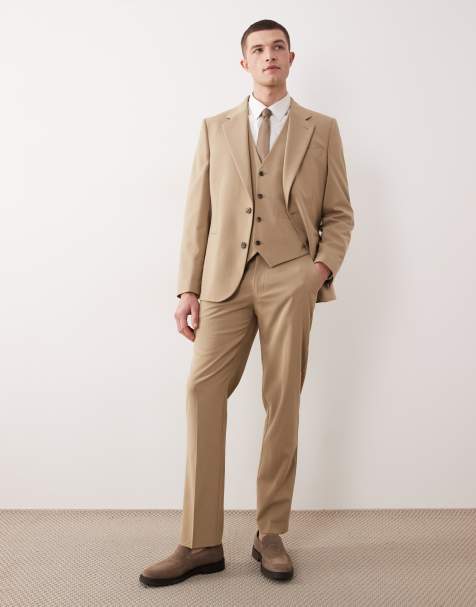ASOS DESIGN slim suit trousers in stone