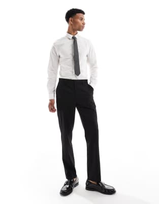 ASOS DESIGN ASOS DESIGN slim suit trousers in subtle black herringbone-Brown