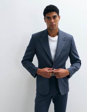 ASOS DESIGN slim suit trousers with wool in light blue