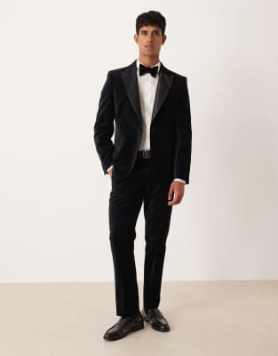Asos Design Slim Suit Tuxedo Pants In Black