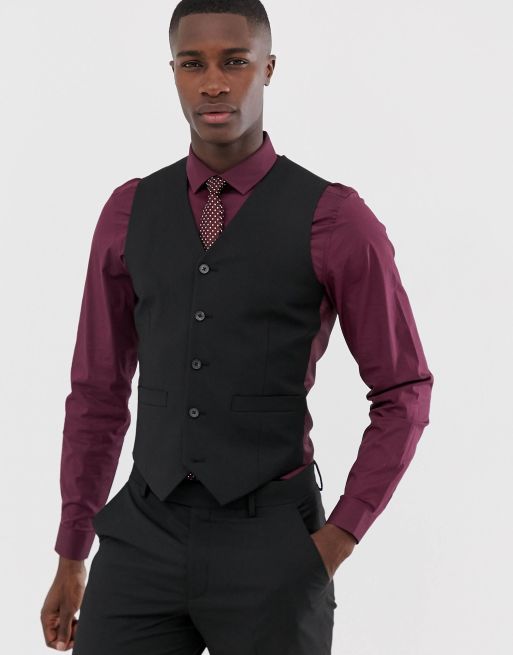 ASOS DESIGN slim suit vest in black