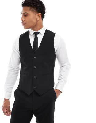 Asos Design Slim Suit Vest In Black