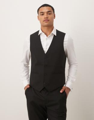 slim suit vest in black
