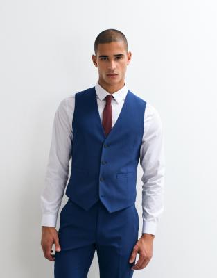 Asos Design Slim Suit Vest In Blue