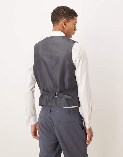 ASOS DESIGN slim suit vest in dark blue, 3 of 5
