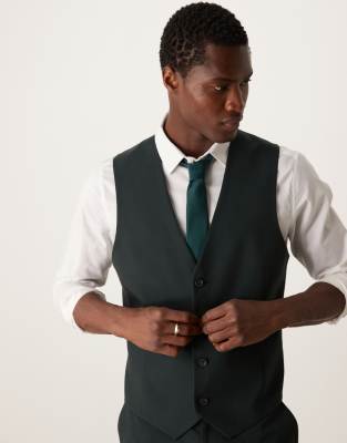 slim suit vest in dark green