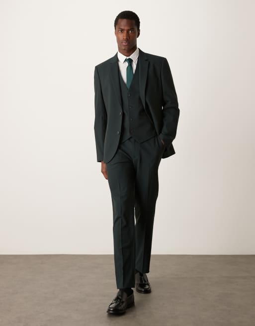 Dark Green Tuxedo Vest ASOS DESIGN Slim Suit Vest In Dark Green ASOS