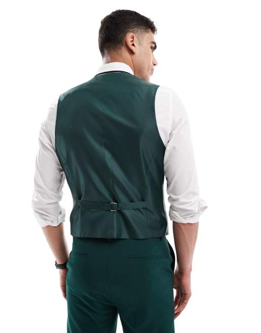 ASOS DESIGN slim suit vest in dark green