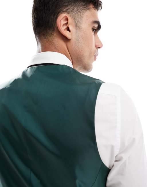 ASOS DESIGN slim suit vest in dark green | ASOS