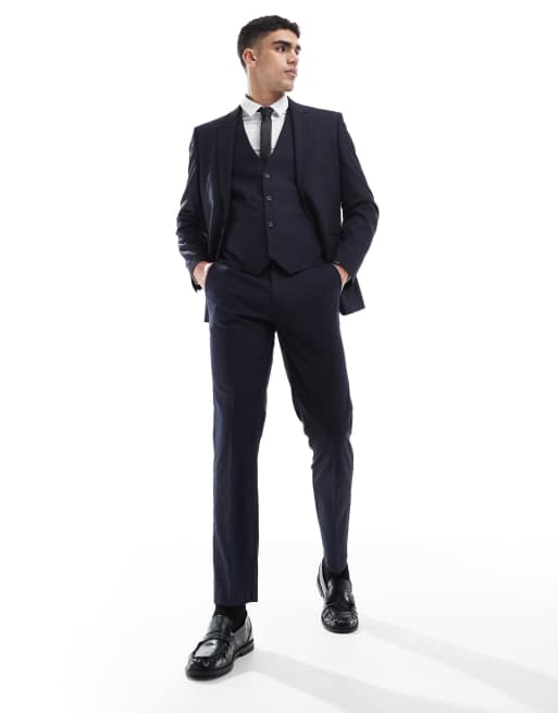 ASOS DESIGN slim suit vest in dark navy, 4 of 5