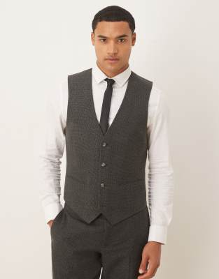 Asos Design Slim Suit Vest In Gray