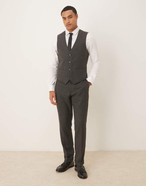 ASOS DESIGN slim suit vest in gray microtexture