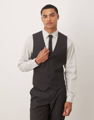slim suit vest in gray