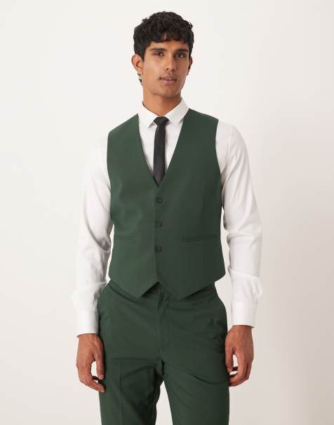 ASOS DESIGN slim suit vest in green - view 1