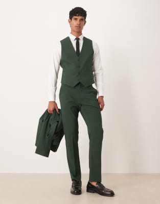 Asos Design Slim Suit Vest In Green