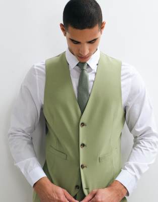 Asos Design Slim Suit Vest In Green