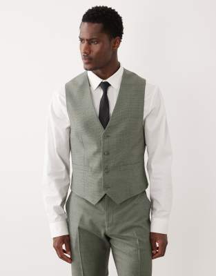 ASOS DESIGN slim suit vest in mid green washable wool blend mid green 9690₽