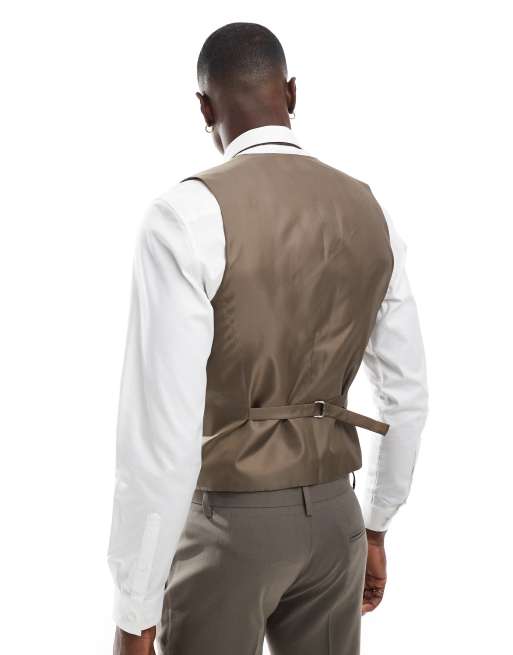 ASOS DESIGN slim suit vest in mink brown, 4 of 5