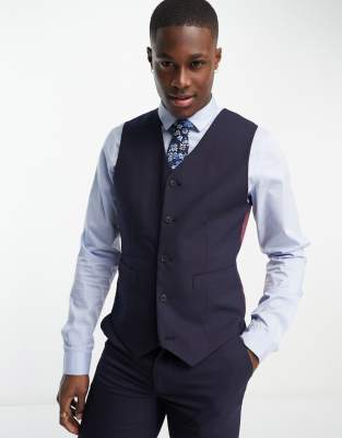 Asos Design Slim Suit Vest In Navy