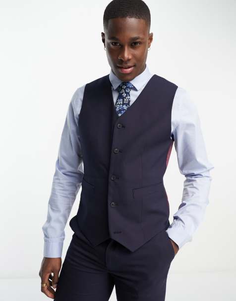 ASOS DESIGN slim suit vest in navy - view 1