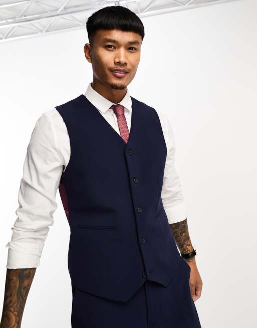 ASOS DESIGN slim suit vest in navy