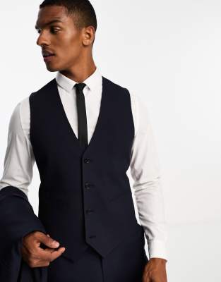 Asos Design Slim Suit Vest In Navy