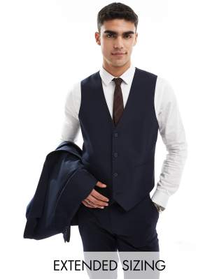 Asos Design Slim Suit Vest In Navy In Navy