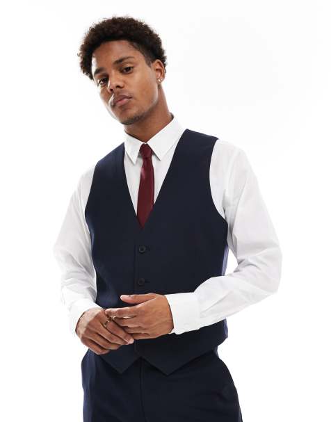 ASOS DESIGN slim suit vest in navy - view 1