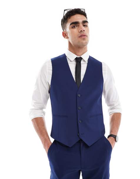 ASOS DESIGN slim suit vest in navy - view 1