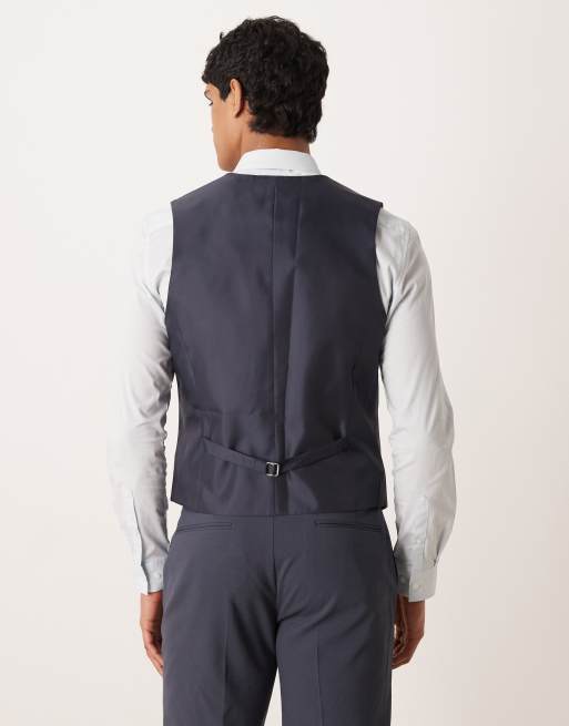 ASOS DESIGN slim suit vest in navy, 3 of 5