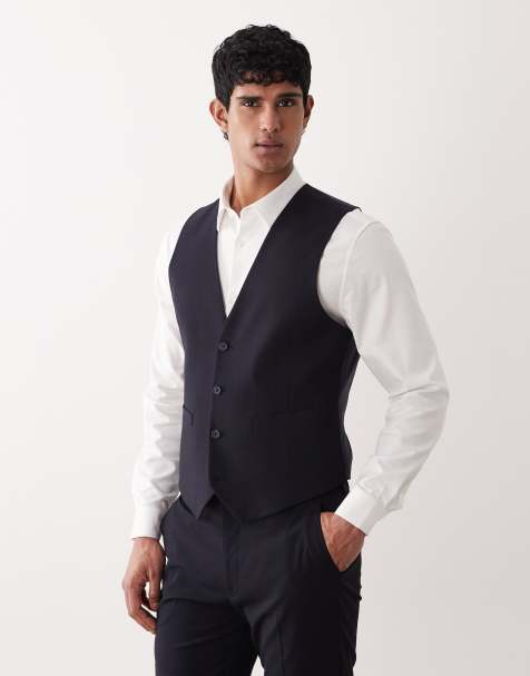 ASOS DESIGN slim suit vest in navy - view 1