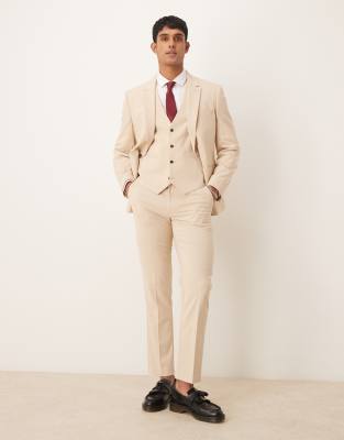 slim suit vest in stone-Neutral