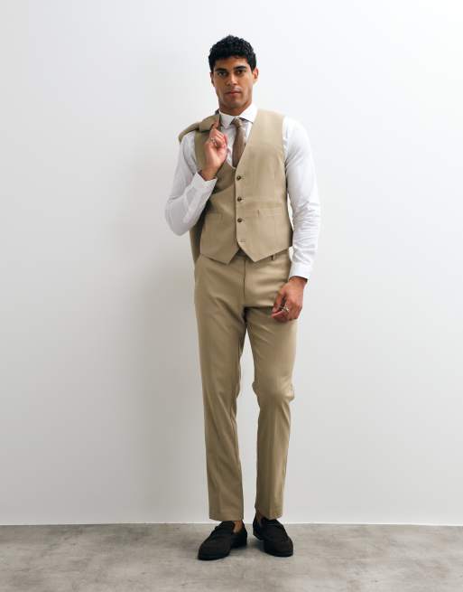 ASOS DESIGN slim suit vest in stone, 2 of 5