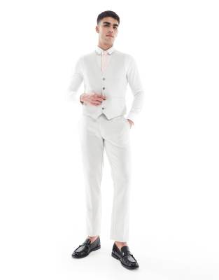Asos Design Slim Suit Vest Wool Blend In Gray