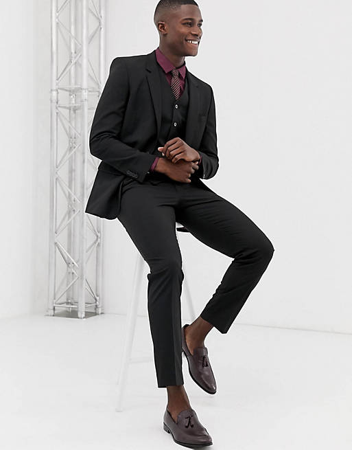 Suits slim suit waistcoat in black 