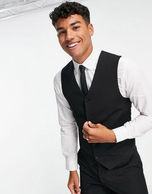 ASOS DESIGN slim suit waistcoat in black - ASOS Price Checker