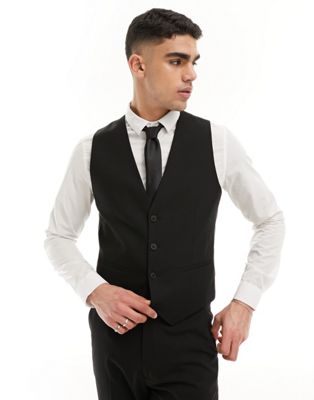 ASOS DESIGN slim suit waistcoat in black