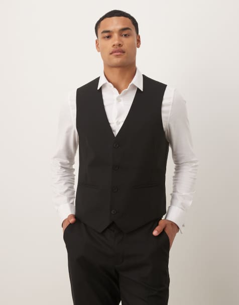 ASOS DESIGN slim suit waistcoat in black - view 1