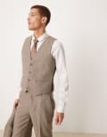 [ASOS DESIGN] ASOS DESIGN slim suit waistcoat in brown basketweave Chest 40 Regular Light brown