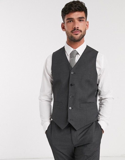 ASOS DESIGN slim suit waistcoat in charcoal