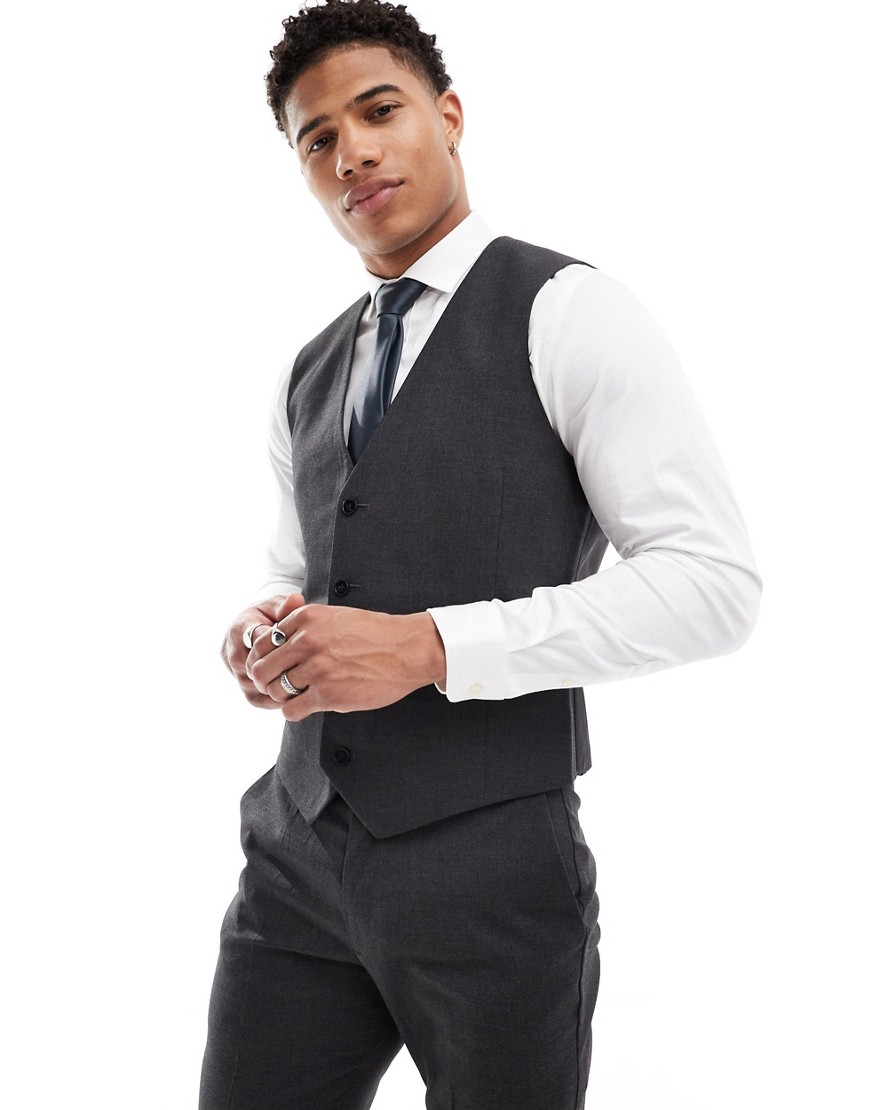 ASOS DESIGN slim suit waistcoat in charcoal-Grey