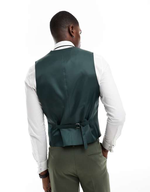 ASOS DESIGN slim suit waistcoat in dark green, 3 of 5
