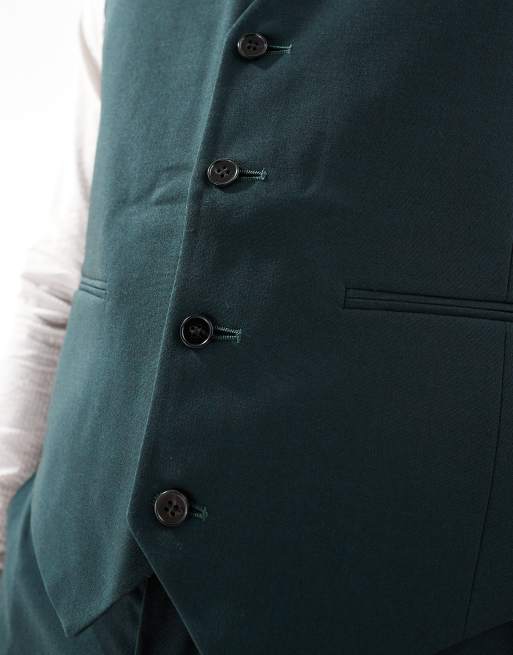 ASOS DESIGN slim suit waistcoat in dark green, 4 of 5