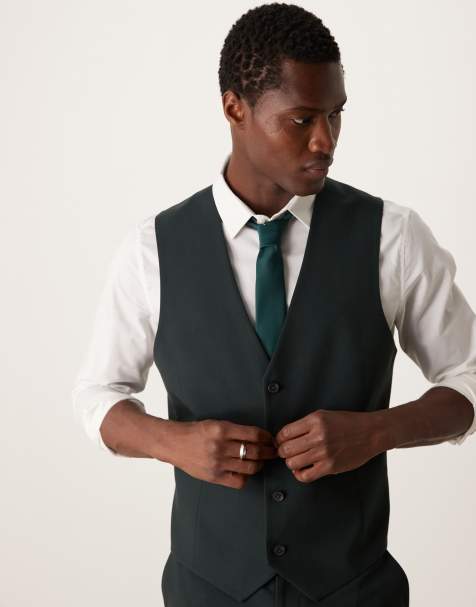 ASOS DESIGN slim suit waistcoat in dark green - view 1