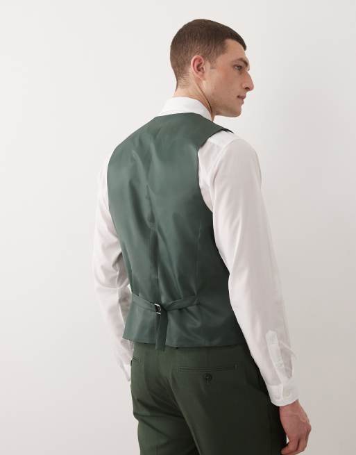 ASOS DESIGN slim suit waistcoat in dark green, 3 of 5